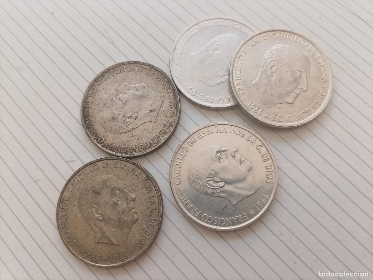 Monedas Franco: 5 monedas de 100 pesetas de plata de 1966. Francisco Franco