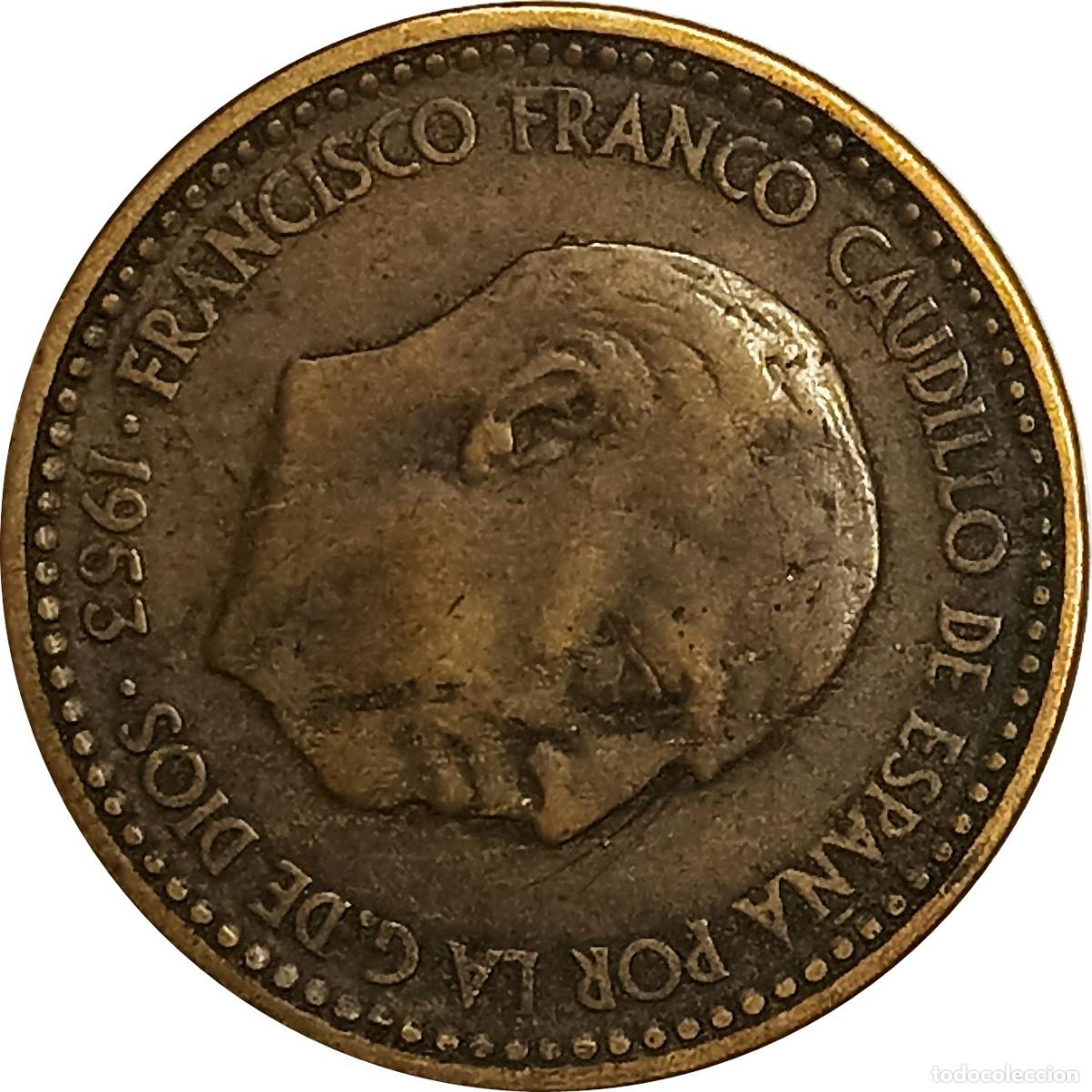 Monedas Franco: &Omega; Espa&ntilde;a. 1 peseta de 1953 *62 (Dictadura de Franco). KM# 775. (549).