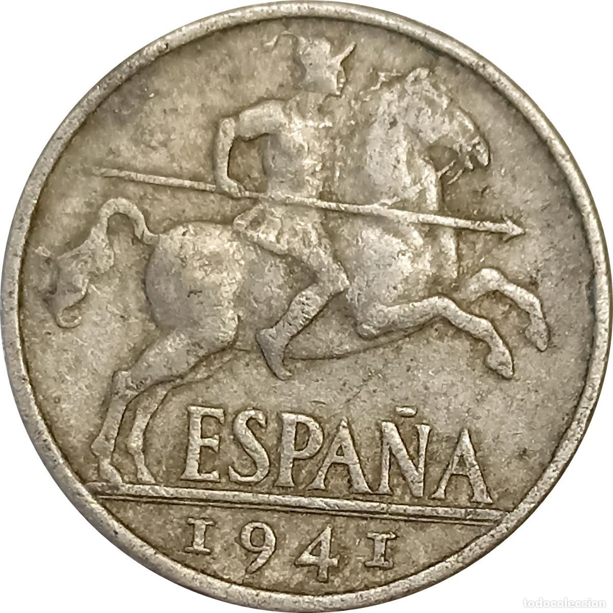 Monedas Franco: &Omega; Espa&ntilde;a. 10 c&eacute;ntimos de 1941 (Dictadura de Franco). KM# 766. (538).