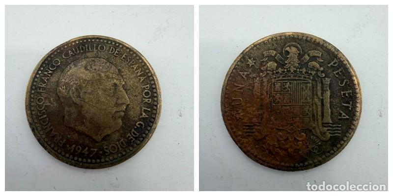 Monedas Franco: MONEDA. ESPA&Ntilde;A. FRANCISCO FRANCO. 1 PESETA. 1947. ESTRELLAS LEGIBLES *19-48*. VER