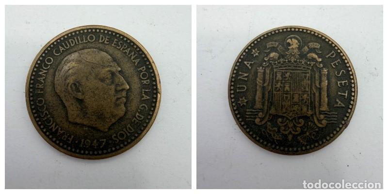 Monedas Franco: MONEDA. ESPA&Ntilde;A. FRANCISCO FRANCO. 1 PESETA. 1947. ESTRELLAS LEGIBLES *19-48*. VER