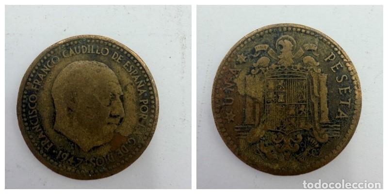 Monedas Franco: MONEDA. ESPA&Ntilde;A. FRANCISCO FRANCO. 1 PESETA. 1947. ESTRELLAS LEGIBLES *19-51*. VER