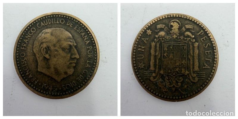 Monedas Franco: MONEDA. ESPA&Ntilde;A. FRANCISCO FRANCO. 1 PESETA. 1947. ESTRELLAS LEGIBLES *19-51*. VER