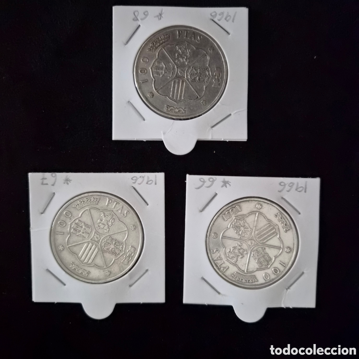 Monedas Franco: Lote de 3 monedas 100 pestas Franco de plata