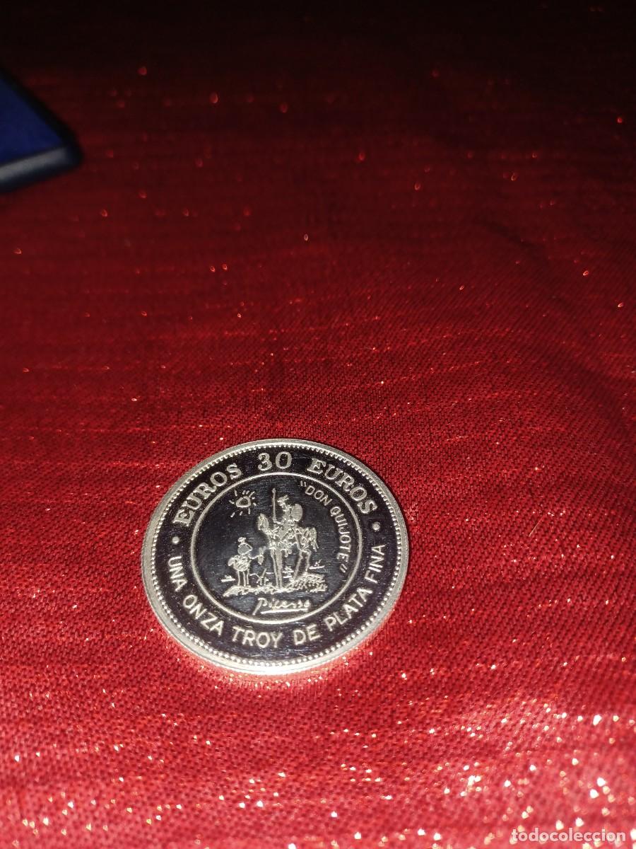 Monedas Franco: Moneda Una Onza plata Don Quijote de Picasso 30 euros 1998