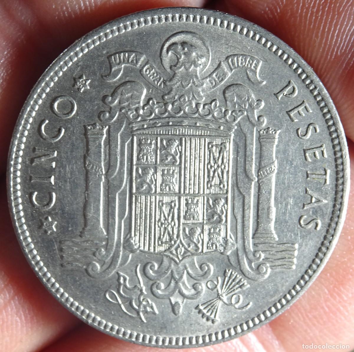 Moedas Franco: ANTIGUA MONEDA DE 5 PESETAS, 1949, ESTRELLA 50, VER FOTOS