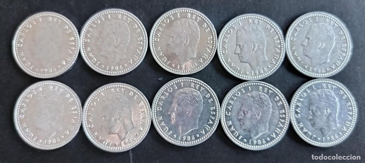 Monedas Franco: 1304 - Espa&ntilde;a 1 Peseta 1986 Juan Carlos I (lote 10 monedas) km789 SC Aluminio