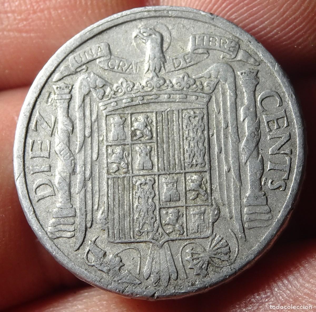 Monedas Franco: ANTIGUA MONEDA 10 C&Eacute;NTIMOS 1941, VER FOTOS