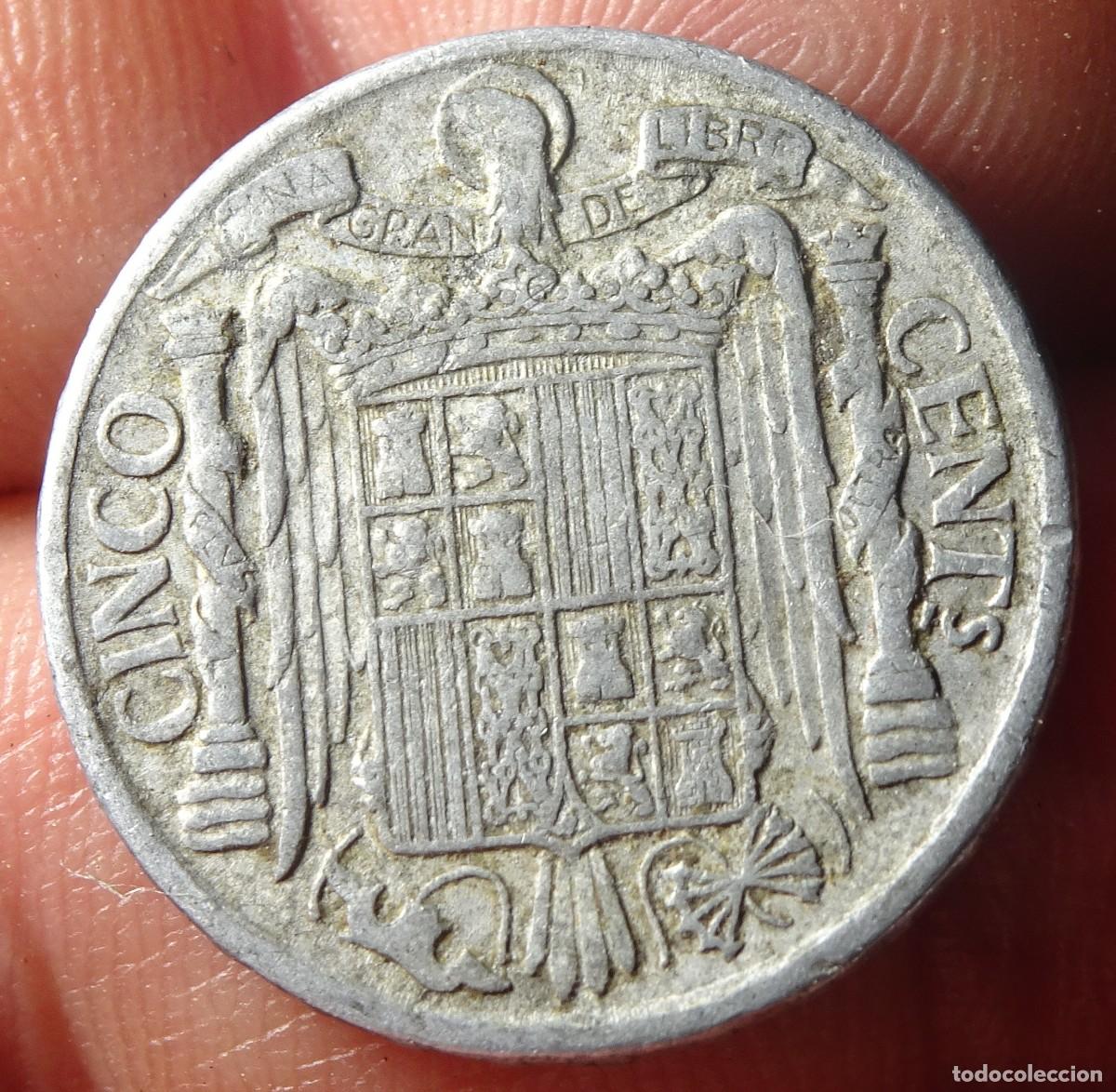Monedas Franco: ANTIGUA MONEDA 5 C&Eacute;NTIMOS 1941, VER FOTOS