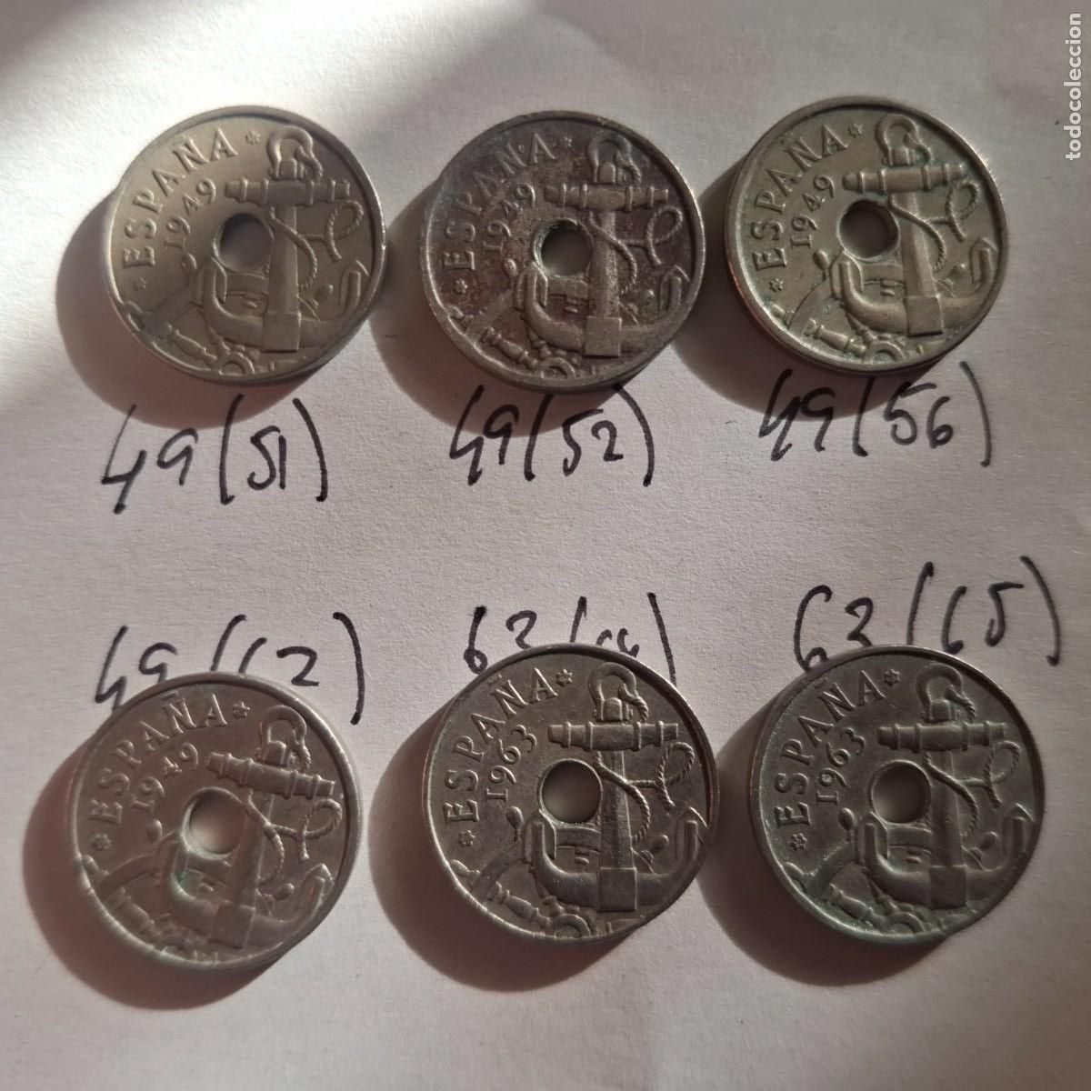 Monedas Franco: Lote 50 cts 1949 ( 51,52,56,62) 1963 (64,64)
