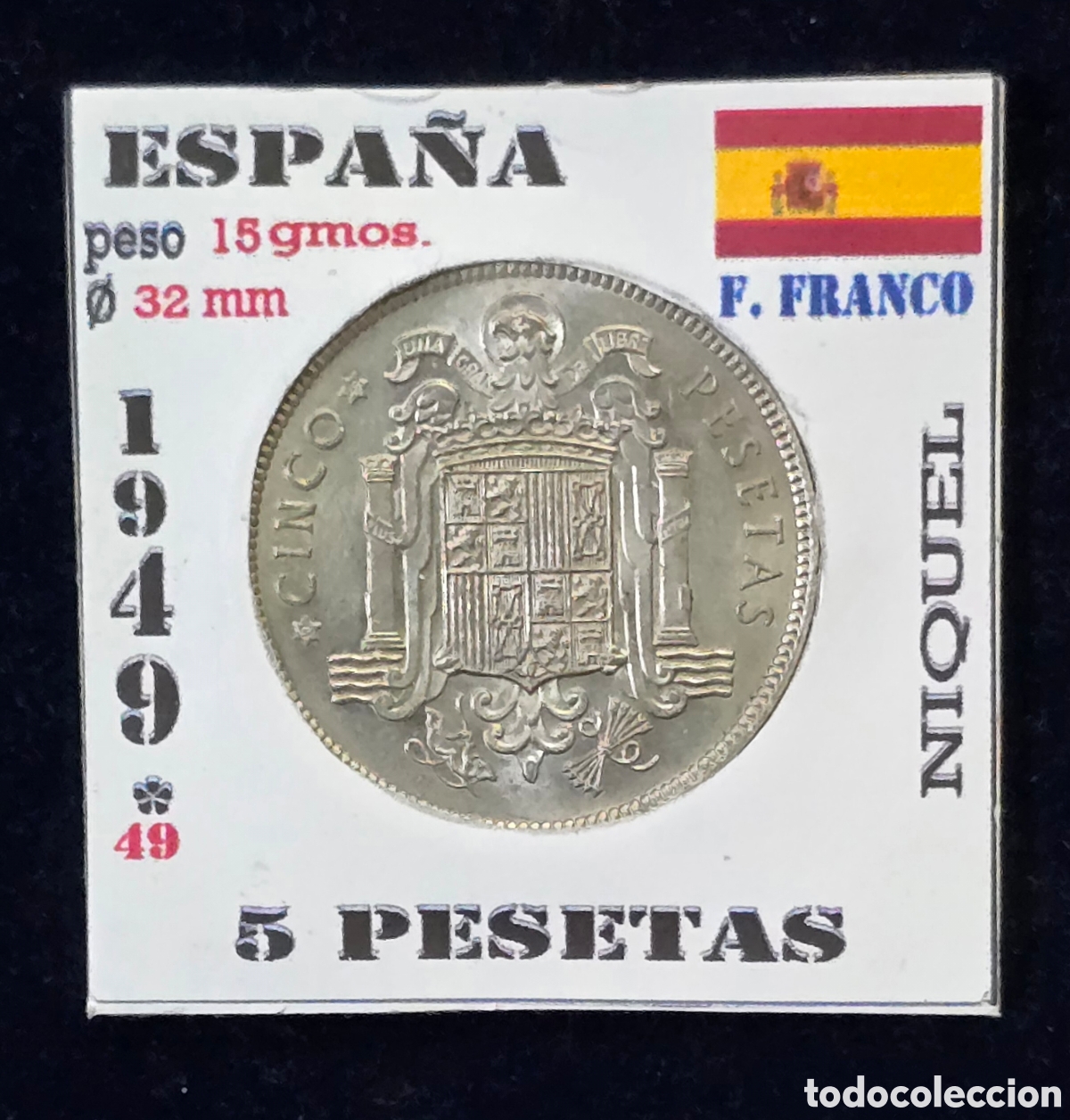 Monedas Franco: Espa&ntilde;a 5 Pesetas de 1949 *49 Franco
