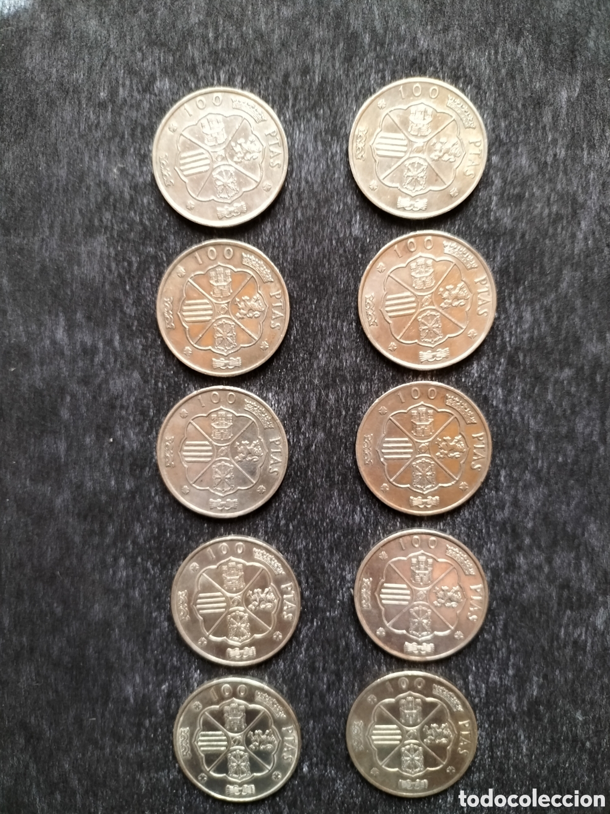 Monedas Franco: Lote de 10 Monedas de 100 Pesetas de Plata. Varios A&ntilde;os. Buena Conservaci&oacute;n.