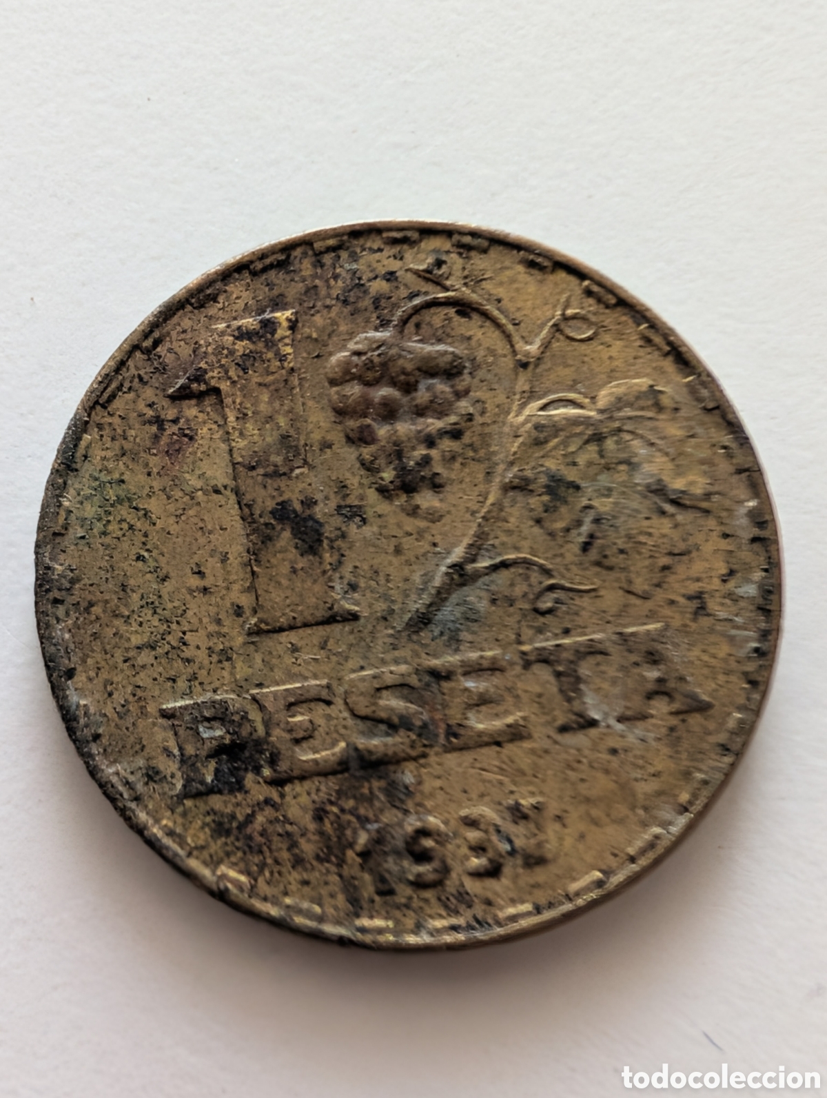 Monedas Franco: 1 Peseta 1937. Segunda Rep&uacute;blica Espa&ntilde;ola. Guerra Civil. Lat&oacute;n.