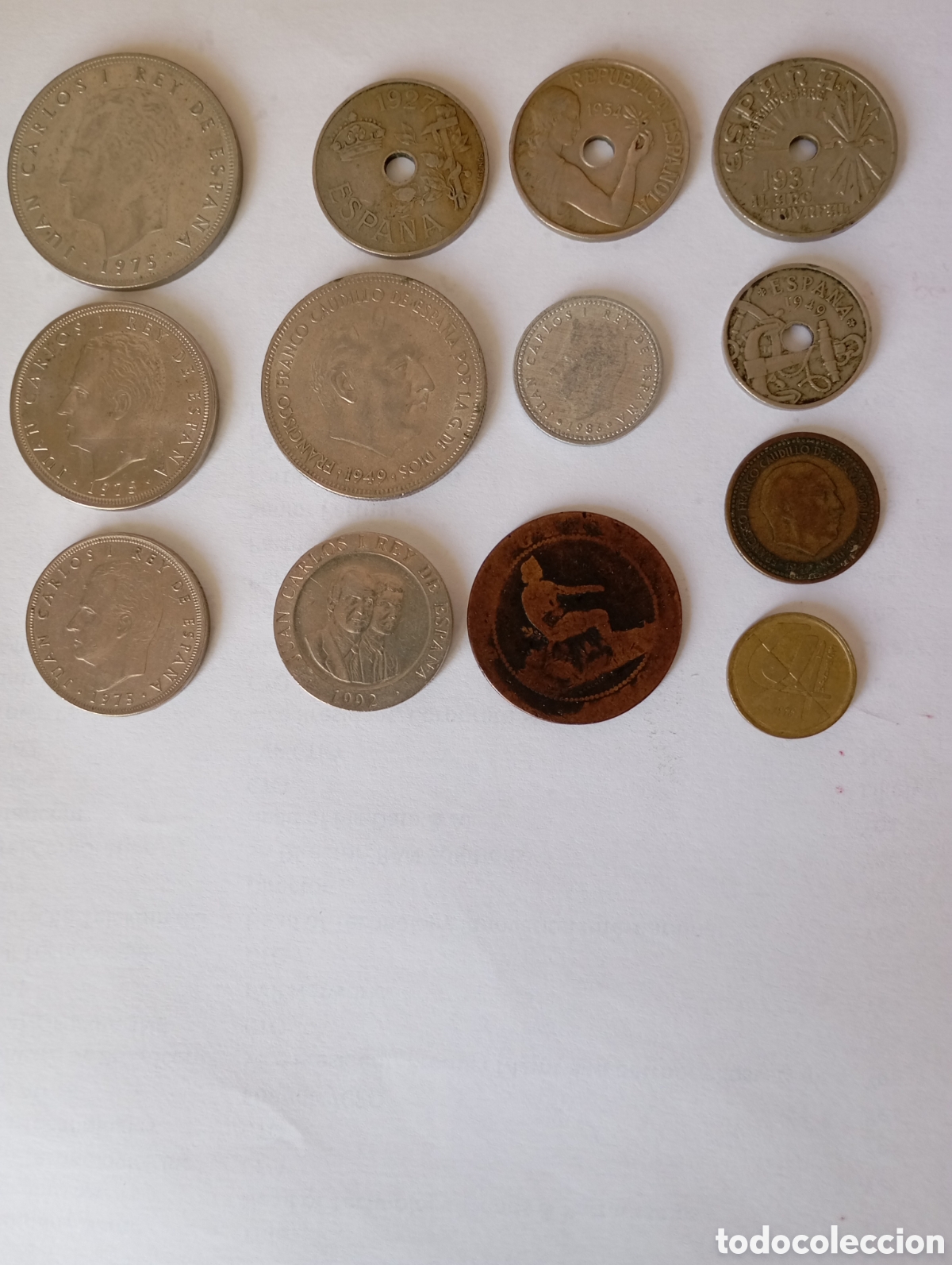 Monedas Franco: 13 monedas espa&ntilde;olas de diferentes a&ntilde;os