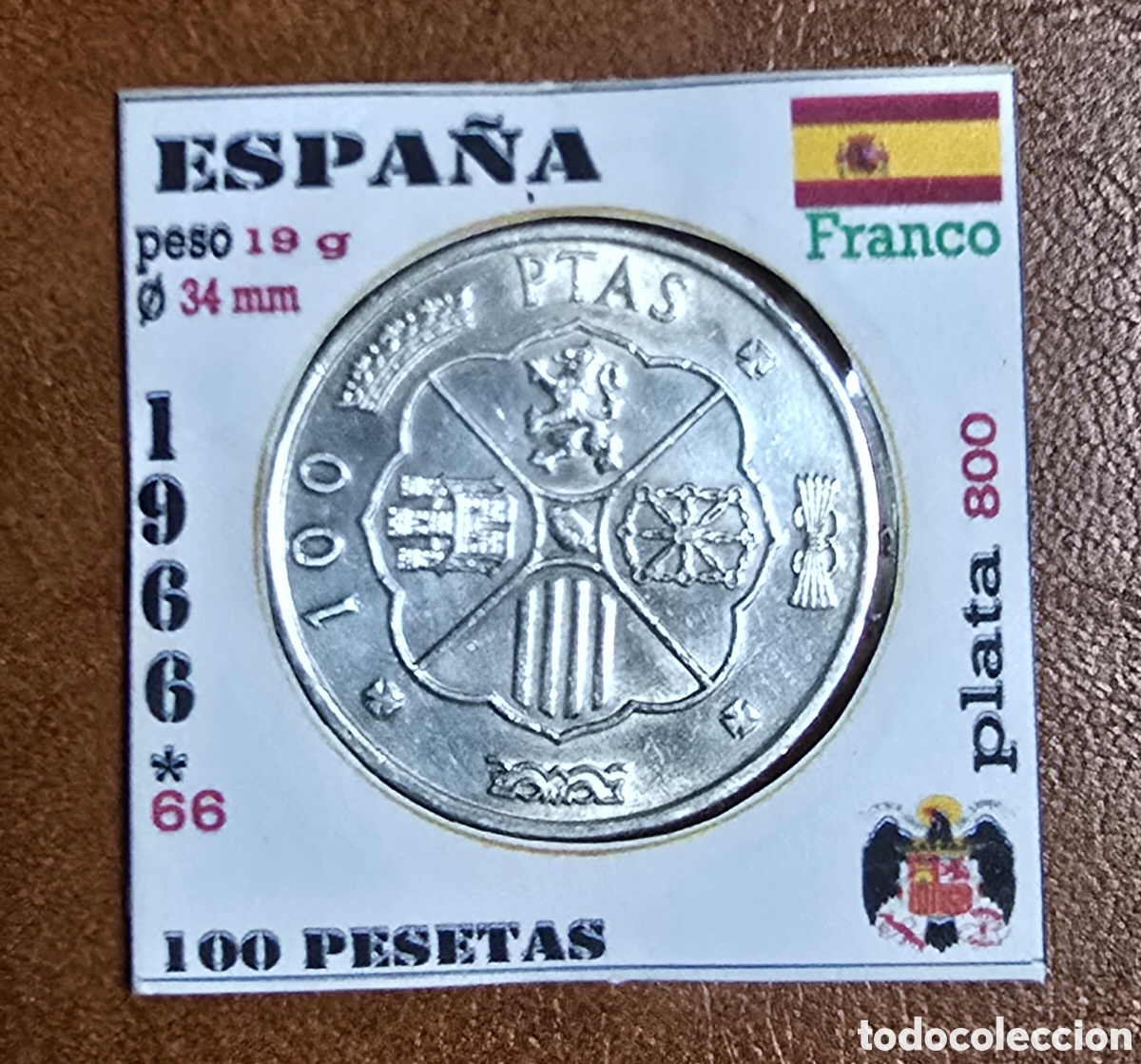 Monedas Franco: Estado Espa&ntilde;ol 100 Pts de Plata de 1966 *66 Franco
