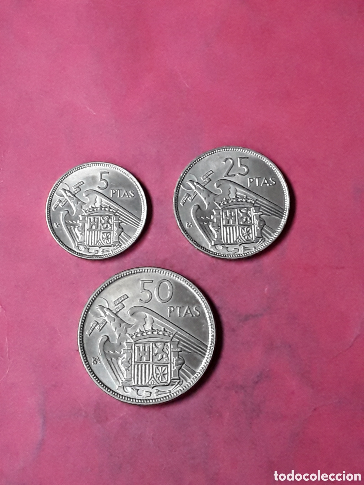 Monnaies Franco: SERIE BA COMPLETA. 5, 25 Y 50 PESETAS 1957*BA