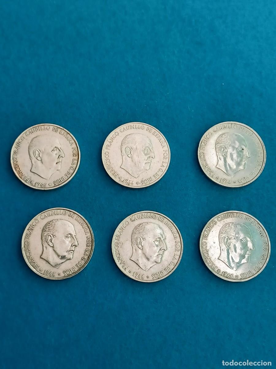 Franco Coins: Lote 6 monedas plata 100 pts Franco 1966