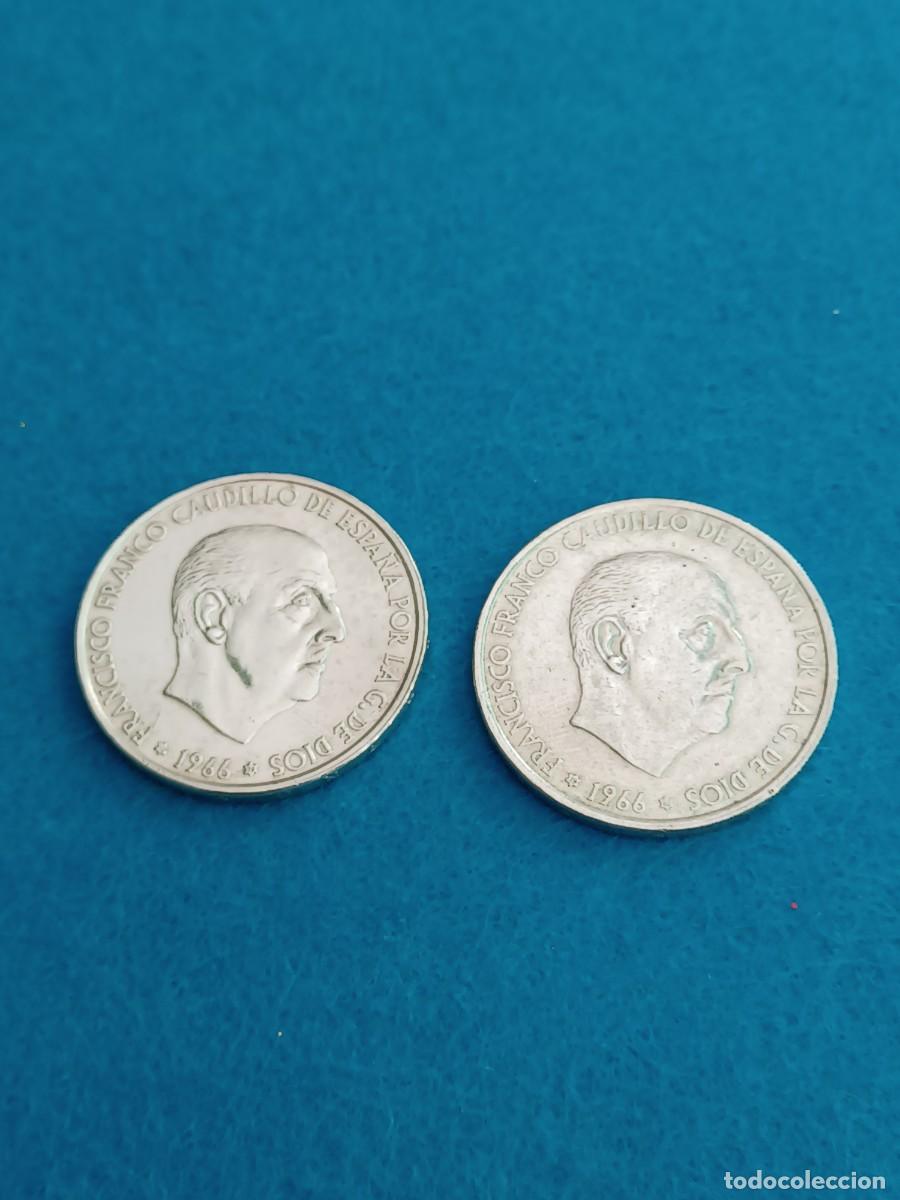 Monedas Franco: Dos monedas plata 100 pts Franco 1966