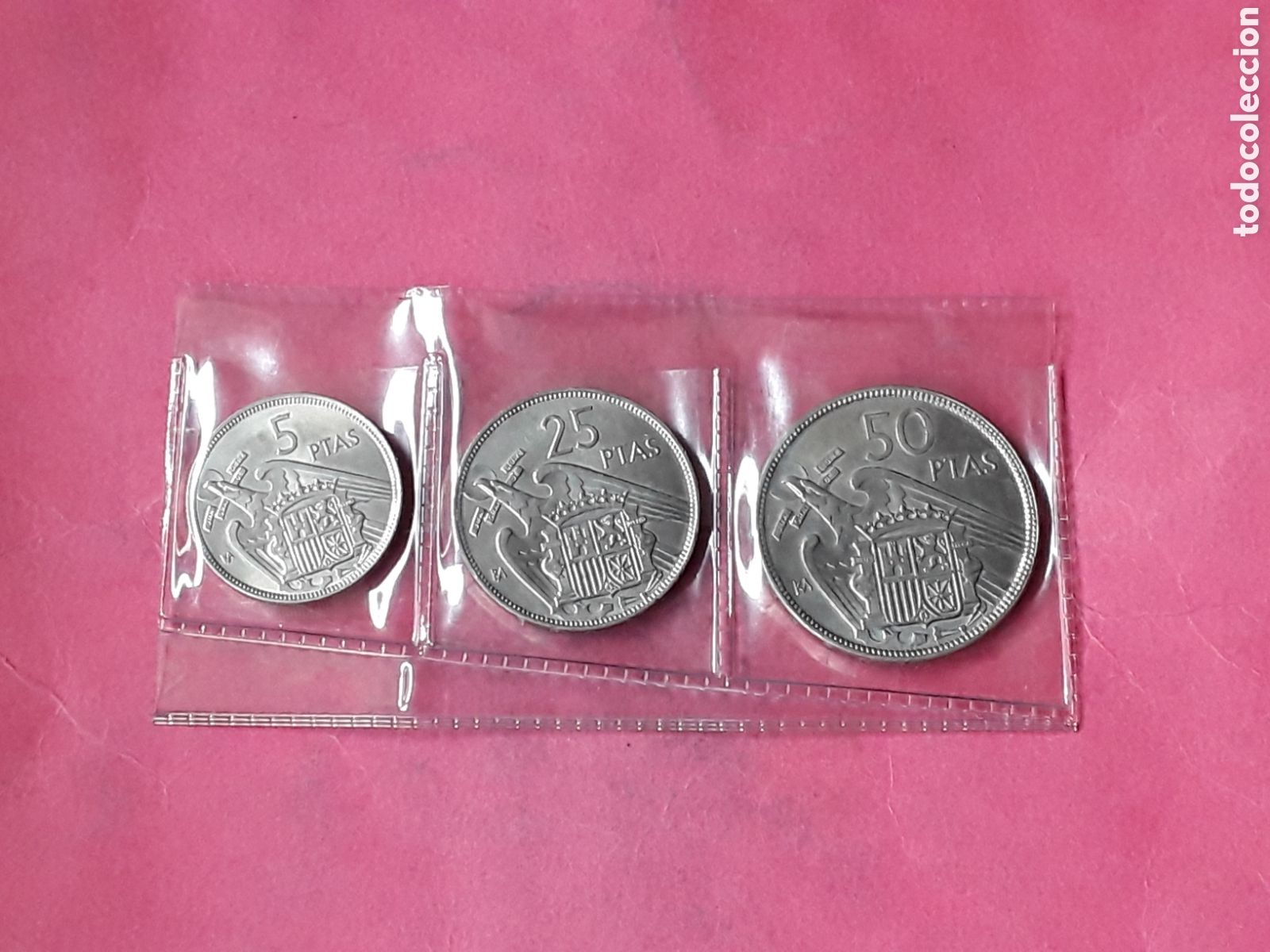 M&uuml;nzen unter Franco: SERIE BA COMPLETA. 5, 25 Y 50 PESETAS 1957*BA