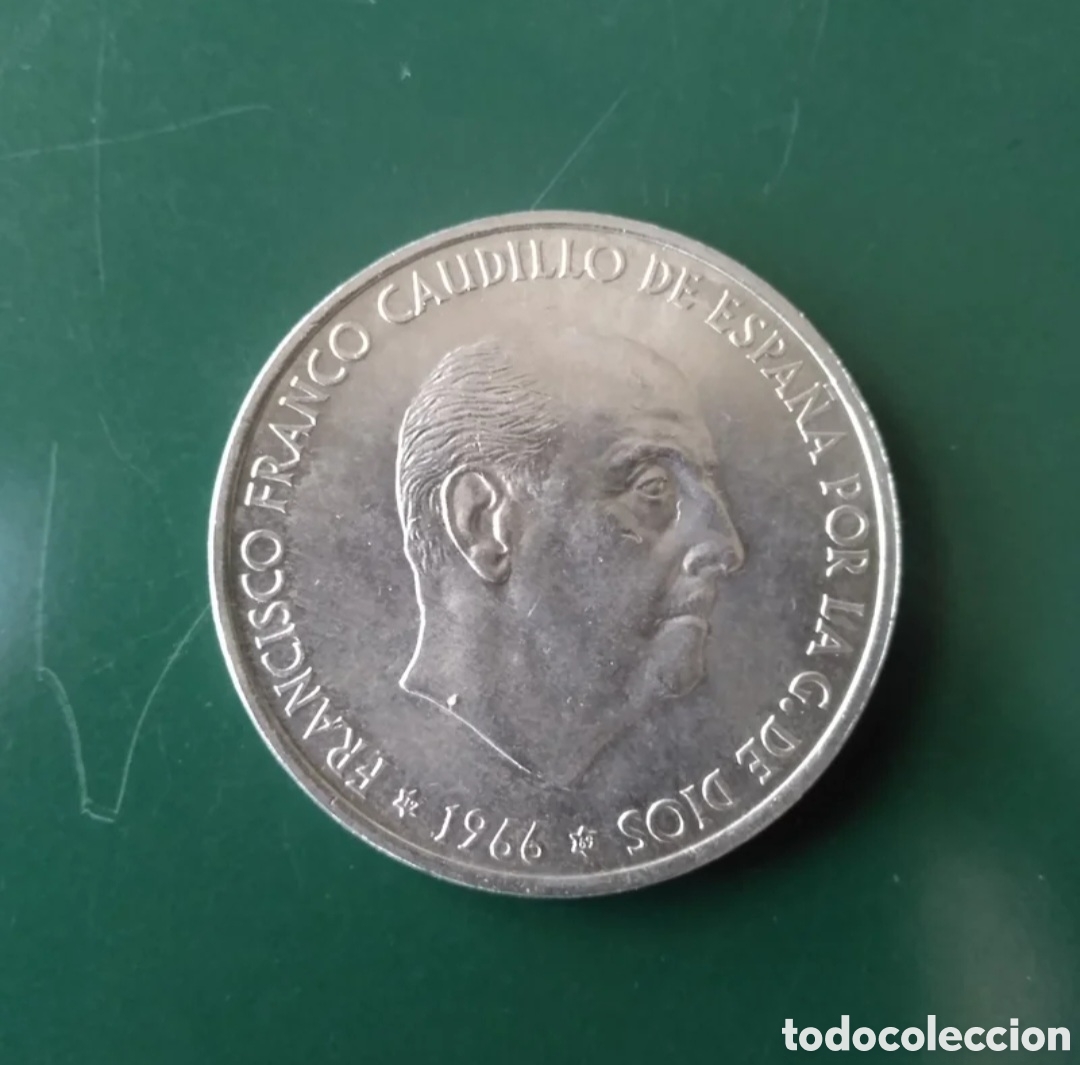 Monedas Franco: 100 PESETAS DE PLATA 1966*69 PALO CURVO S/C (ORIGINAL)