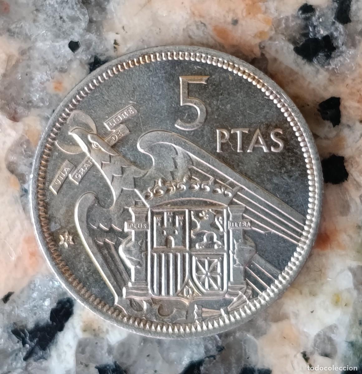 Monedas Franco: Moneda de Franco, 5 pesetas del a&ntilde;o 1957 *73 sin circular