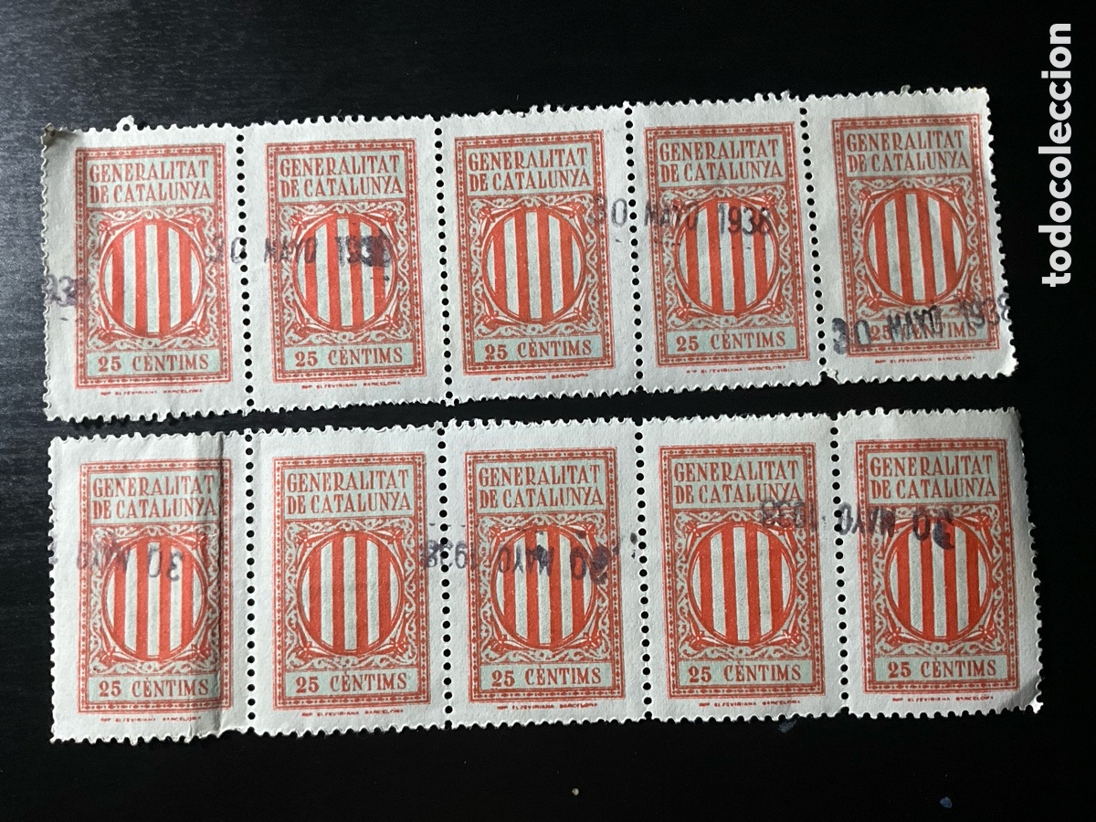 Monedas Franco: 10 SELLOS FISCALES DE LA GENERALITAT DE CATALUNYA DECADA 1930