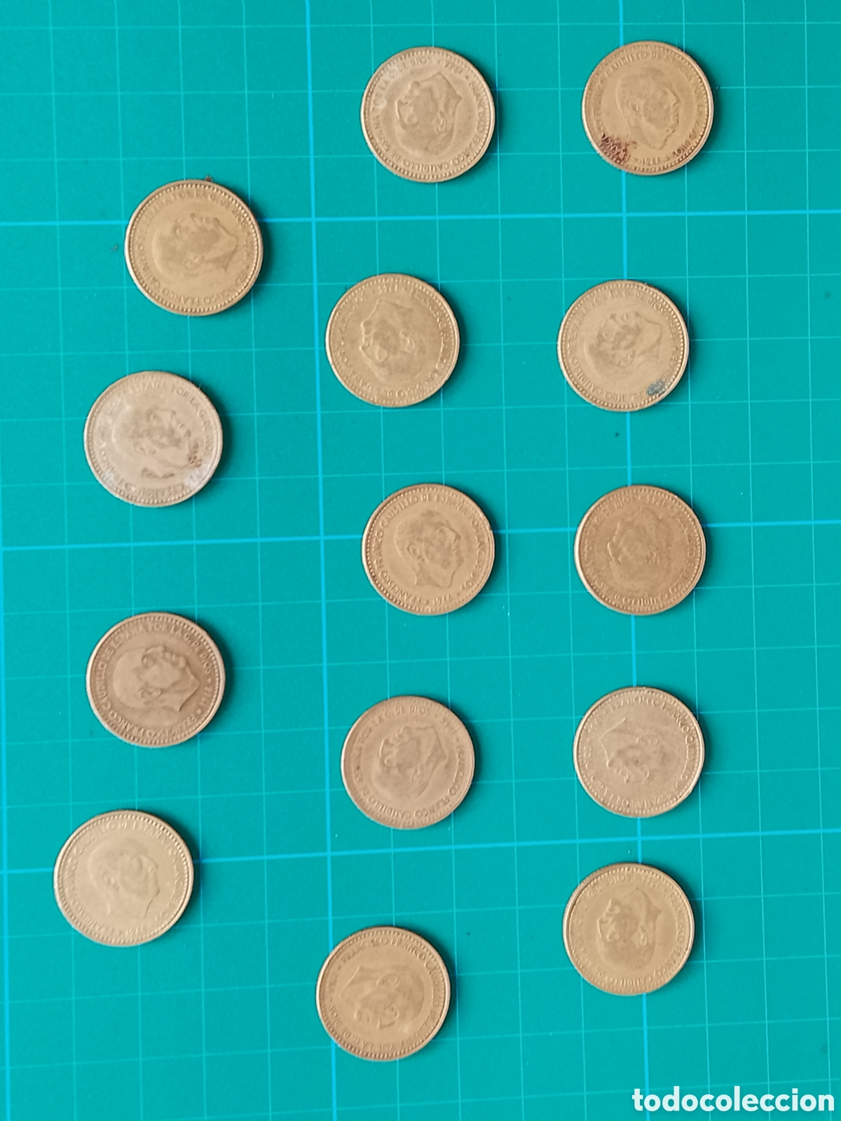 Monedas Franco: Lote 14 monedas 1 peseta espa&ntilde;a 1966