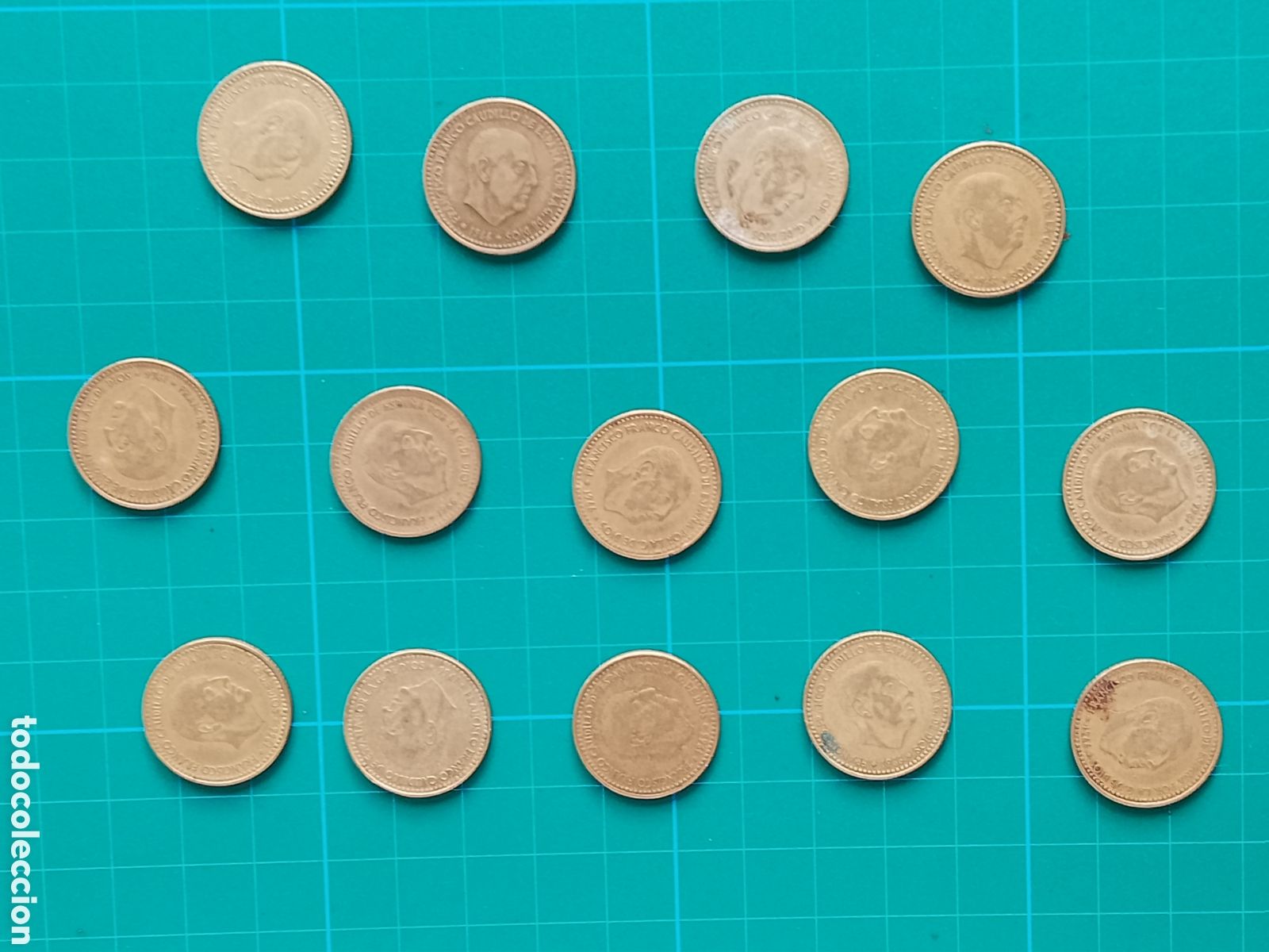 Monedas Franco: Lote 14 monedas 1 peseta espa&ntilde;a 1966