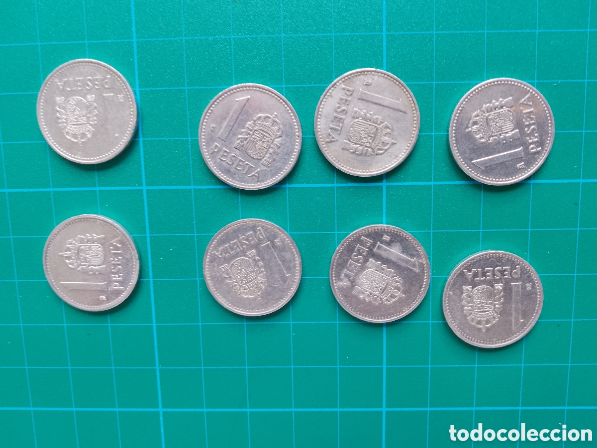 Monedas Franco: Lote 8 pesetas Espa&ntilde;a blancas 80s