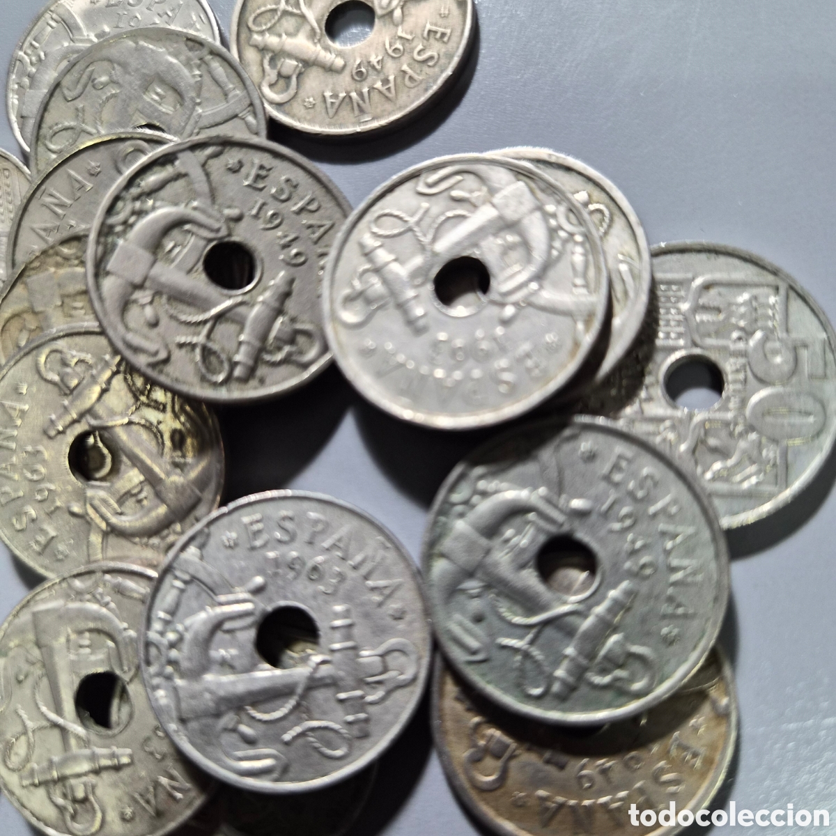 Monedas Franco: Lote de 19 monedas de 50 centimos - Foto 2