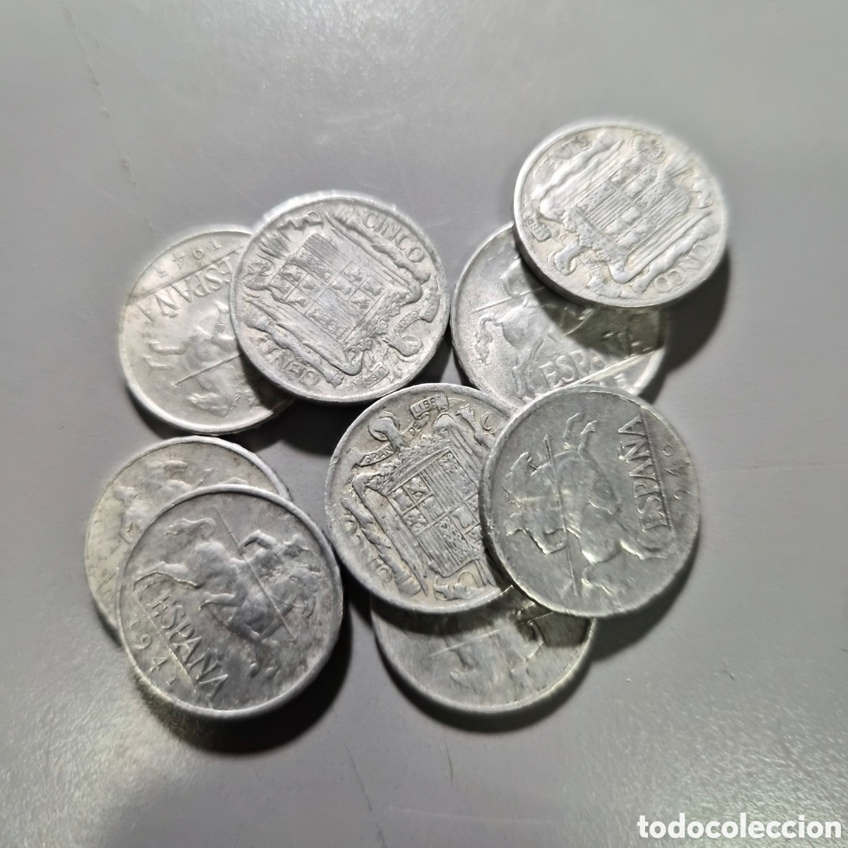 Monedas Franco: 9 monedas de 5 centimos Estado Espa&ntilde;ol