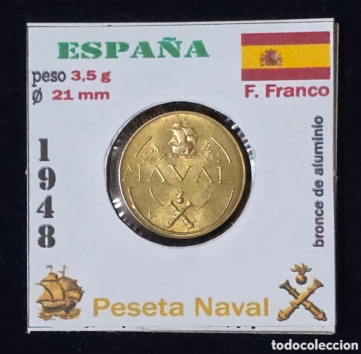 Monedas Franco: Espa&ntilde;a Pta Naval 1948 San Carlos