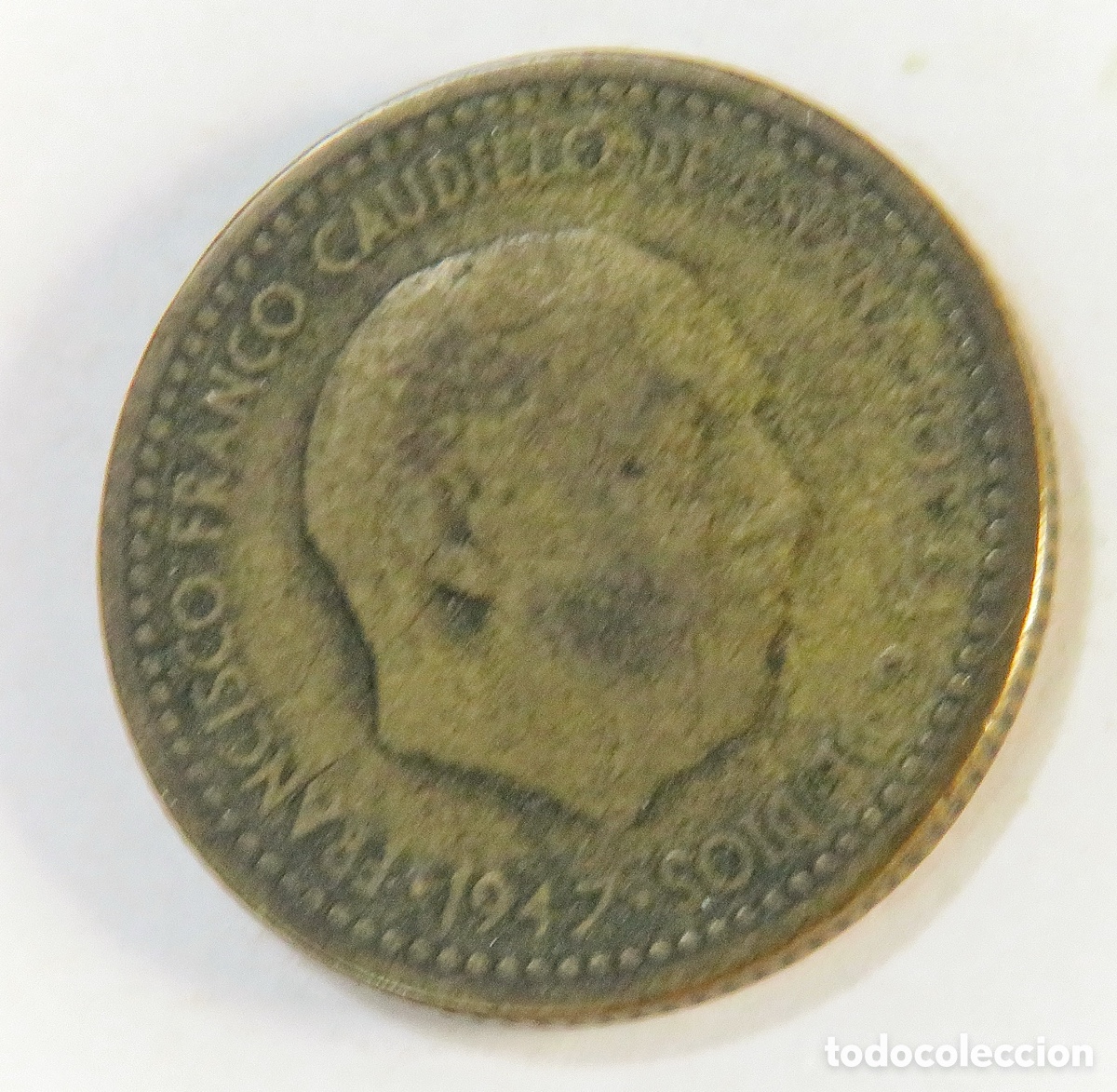 Monedas Franco: 1 Peseta 1947 49 Francisco Franco - Estrella Visible - Moneda Escasa del Estado Espa&ntilde;ol
