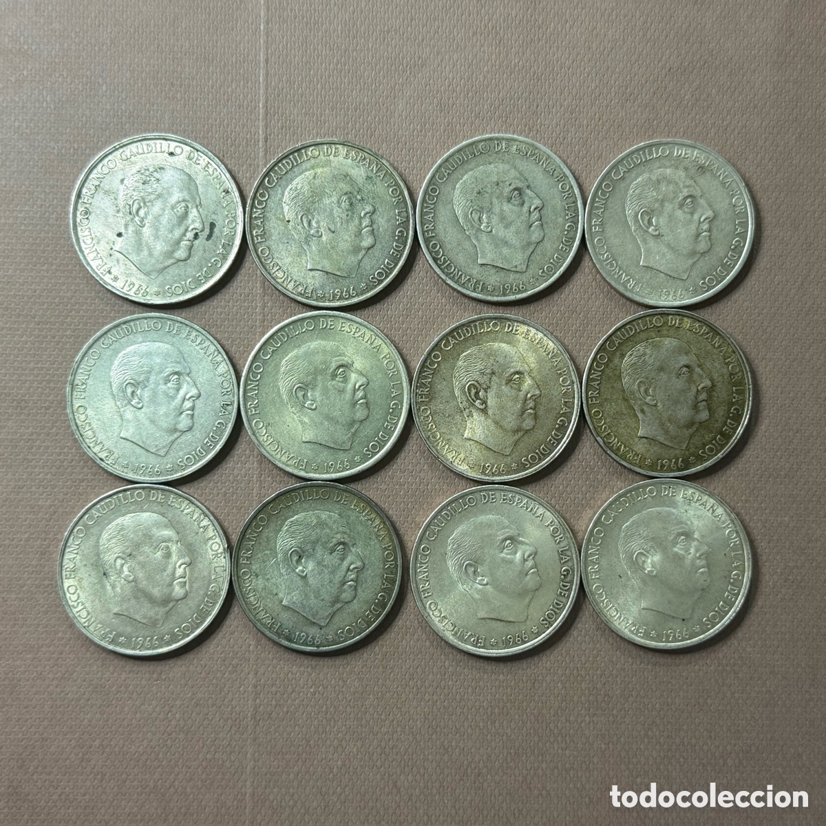 Monedas Franco: Lote de 12 Monedas de 100 pesetas de Plata de Franco - 1966 - 228,30gr