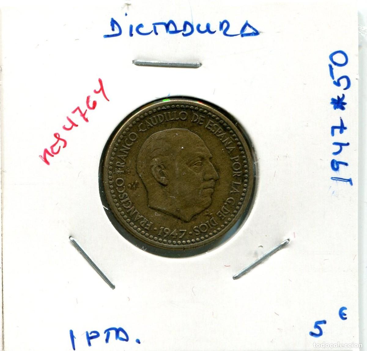 Monedas Franco: UNA PESETA DICTADURA A&Ntilde;O 1947 *50 ( MES4764 )