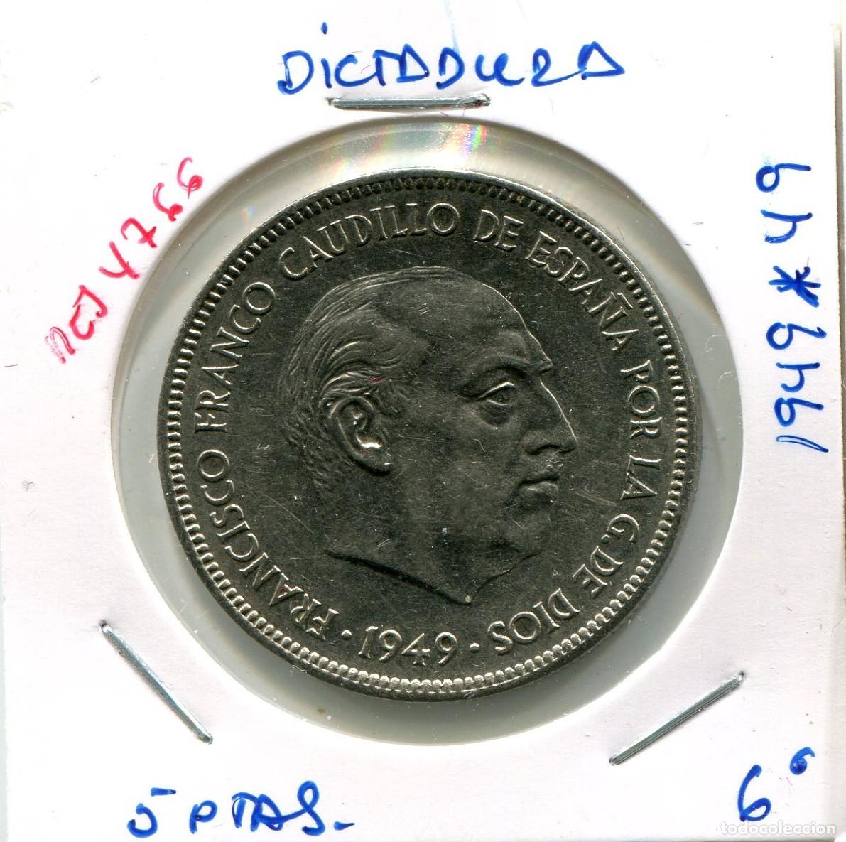 Monedas Franco: 5 PESETAS DICTADURA A&Ntilde;O 1949 *49 ( MES4766 )