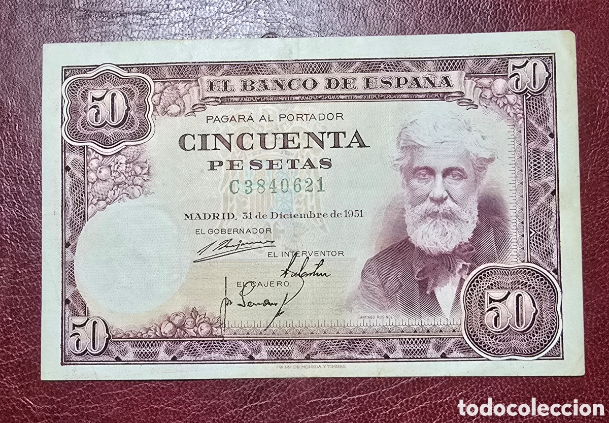 Monedas Franco: Espa&ntilde;a Billete de 50 Ptas de 1951 S.Rusi&ntilde;ol