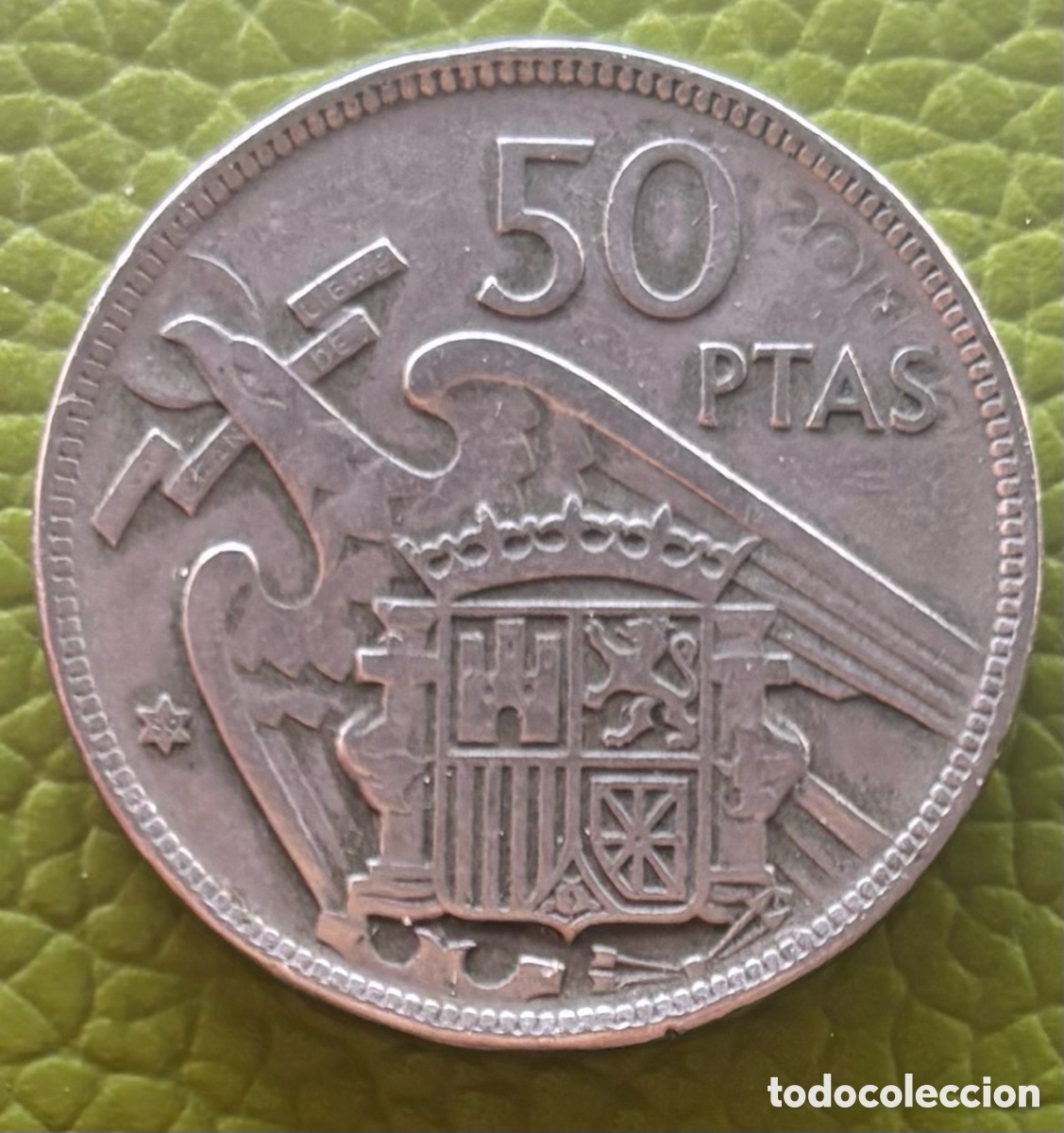 Monedas Franco: ESTADO ESPA&Ntilde;OL. 50 PESETAS. 1957 (59). ACU&Ntilde;ACI&Oacute;N INCUSA EN REVERSO.