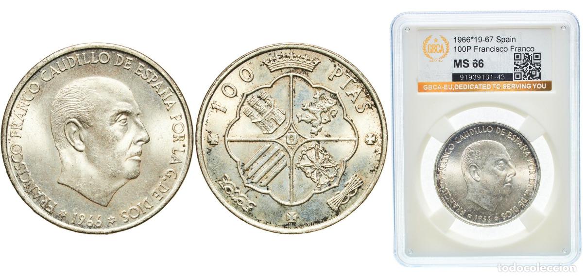 Monedas Franco: Spain Nationalist Government 1966 19-67 100 Pesetas - Francisco Franco Silver (.800) (15000000) 19