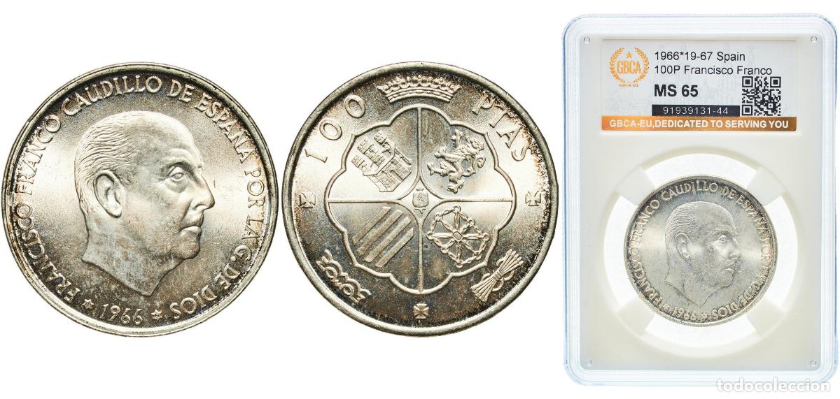 Monedas Franco: Spain Nationalist Government 1966 19-67 100 Pesetas - Francisco Franco Silver (.800) (15000000) 19