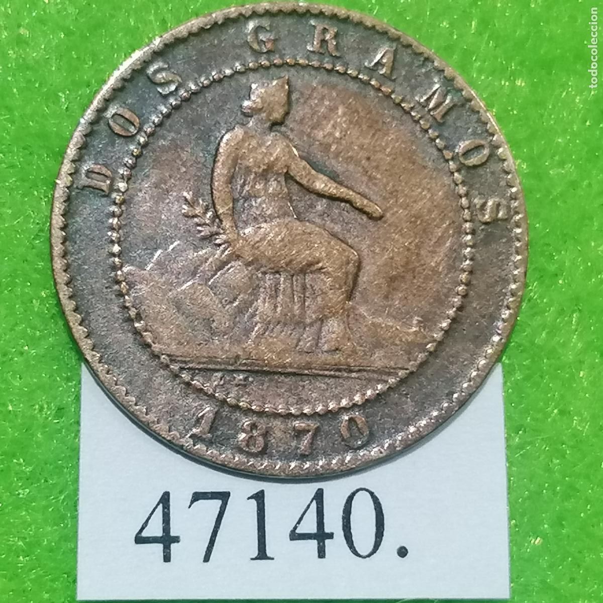 Monedas Franco: Espa&ntilde;a , 2 centimos 1870 OM , Gobierno Provisional , 1&ordf; republica