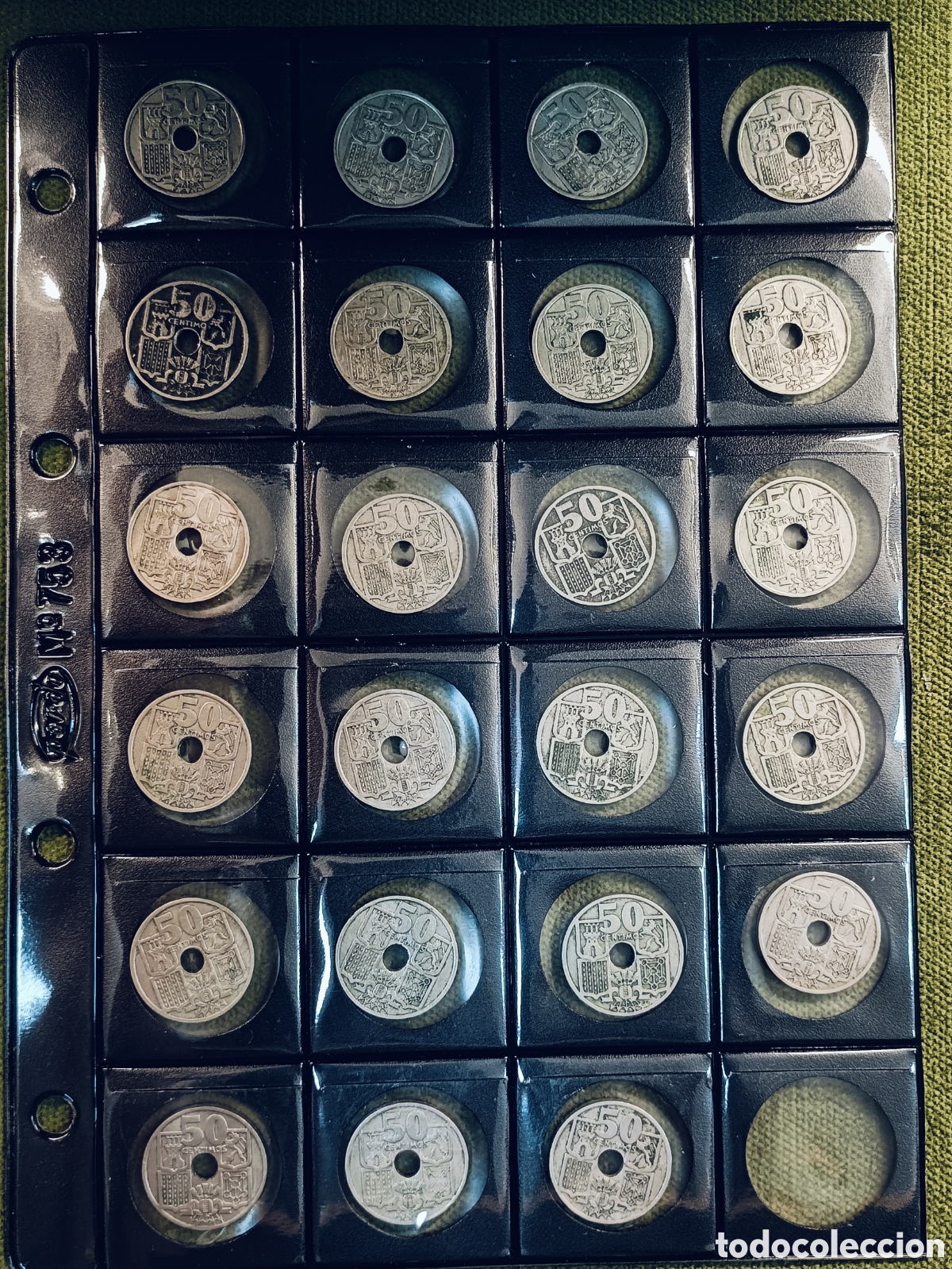 Monedas Franco: VARIANTE FLECHAS INVERTITAS. GRAN LOTE DE 23 MONEDAS 50 CENTIMOS 1949 *19*51 . FRANCO.