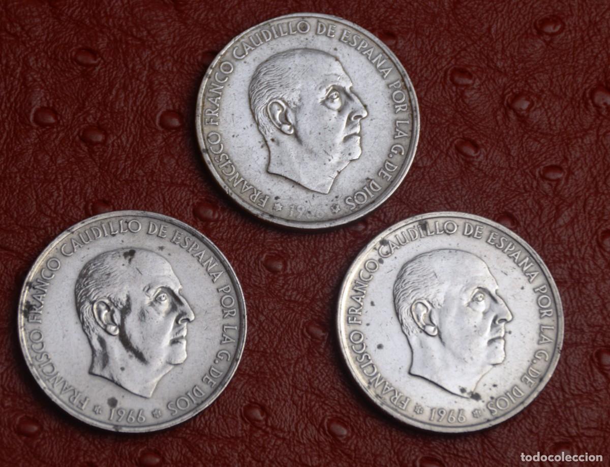 Monedas Franco: 3 MONEDASDE FRANCO DE 100 PESETAS 1966 PLATA