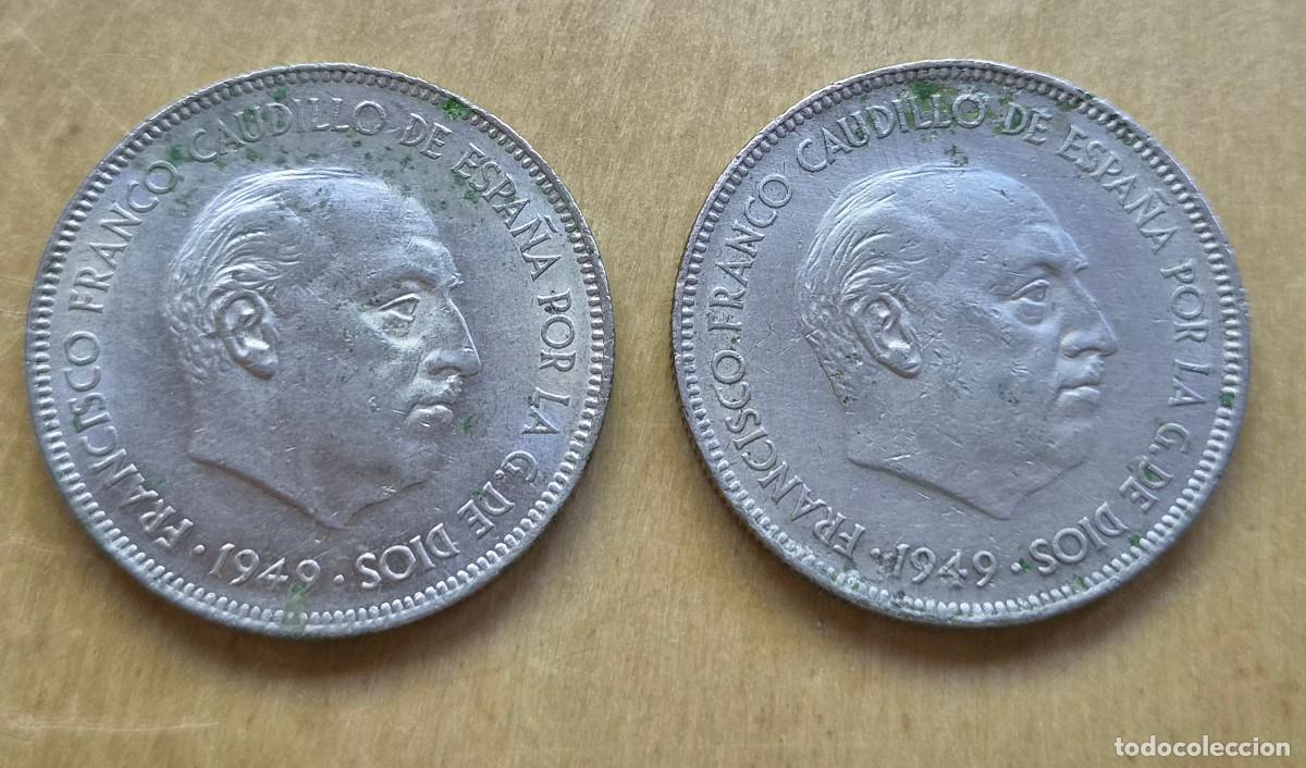 Monedas Franco: Estado Espa&ntilde;ol. Lote 2 monedas 5 pesetas 1949 (*19*50)