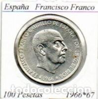 Monedas Franco: ESPA&Ntilde;A 1966 ESTRELLA 67, 100 PESETAS, FRANCISCO FRANCO, AG, SC, 2 FOTOS