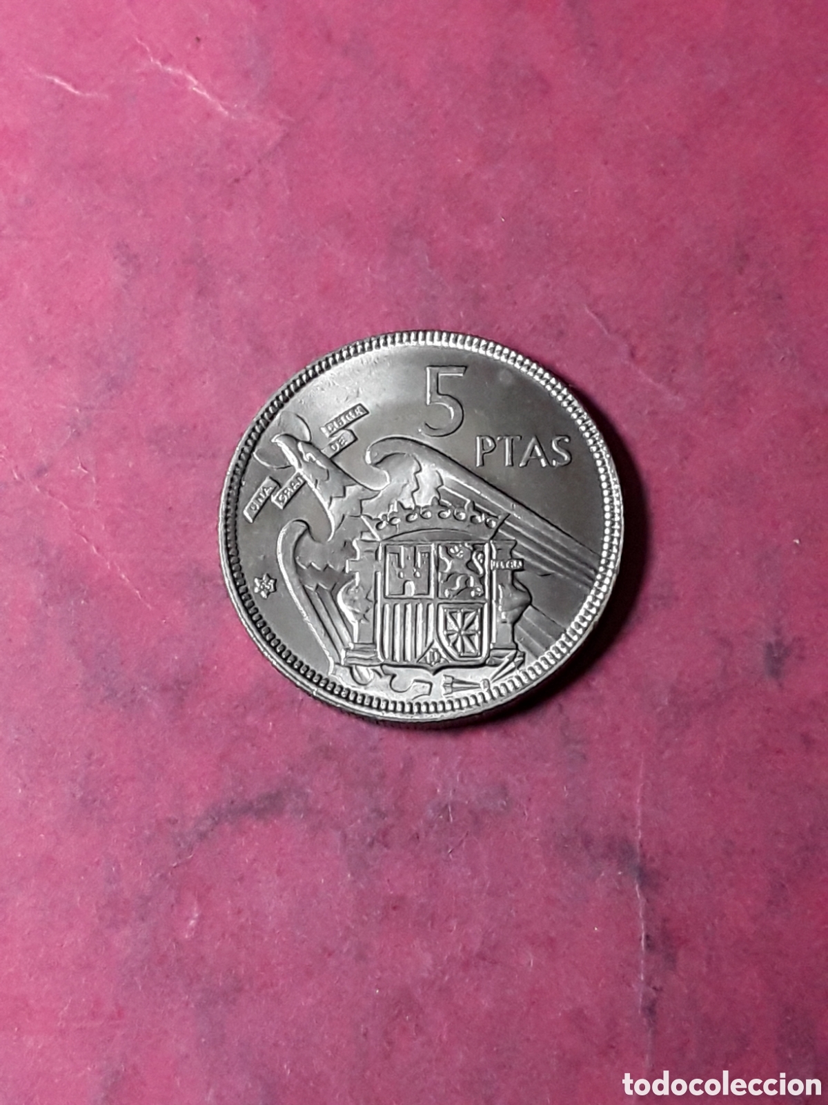 Monedas Franco: 5 PESETAS 1957 *66 (1966).SIN CIRCULAR.