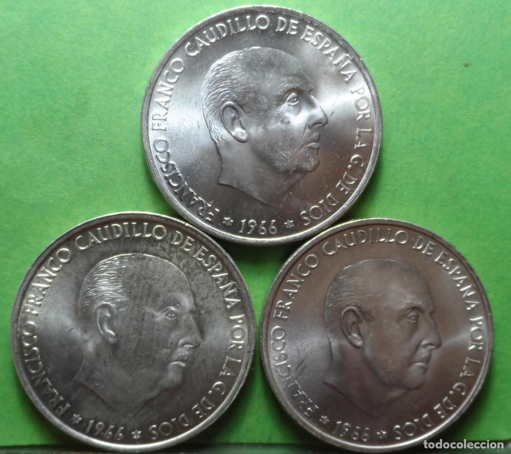 Monedas Franco: Lote de 3 monedas sin circular, 100 pesetas 1966 *66, 67 y 68, FRANCO, Plata