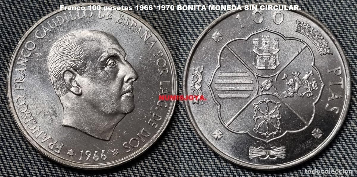 Monedas Franco: Estado espa&ntilde;ol Franco. 100 pesetas plata 1966*1970 SIN CIRCULAR. Peso 19,04 gr. CON BRILLO ORIGINAL.