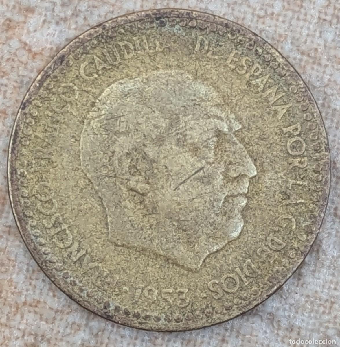 Monedas Franco: Moneda Una peseta 1953 - Foto 2