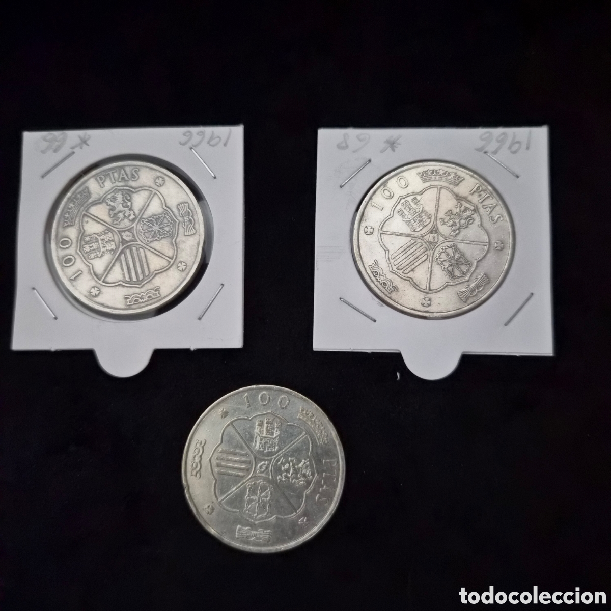 Monedas Franco: 3 monedas de Franco de plata 100 pesetas